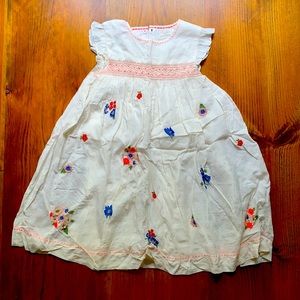 Mini Boden Cotton Floral Dress with Smocking Details.